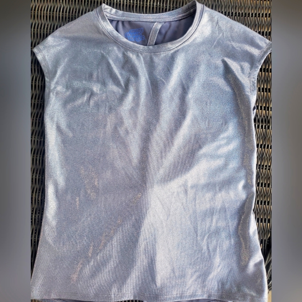 Girls metallic silver dress shirt large 10/12